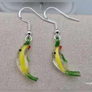 ✨2/$10✨ Handcrafted Lampwork Glass Tropical Fish Earrings Sterling Silver Hook